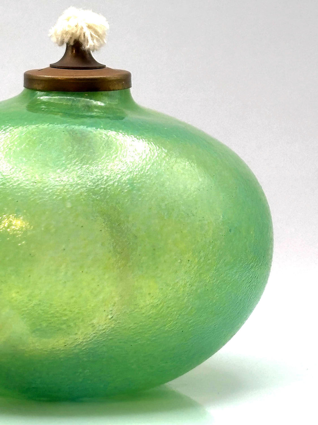 European Glass Candle lantern/Oil Lamp – Soft Green