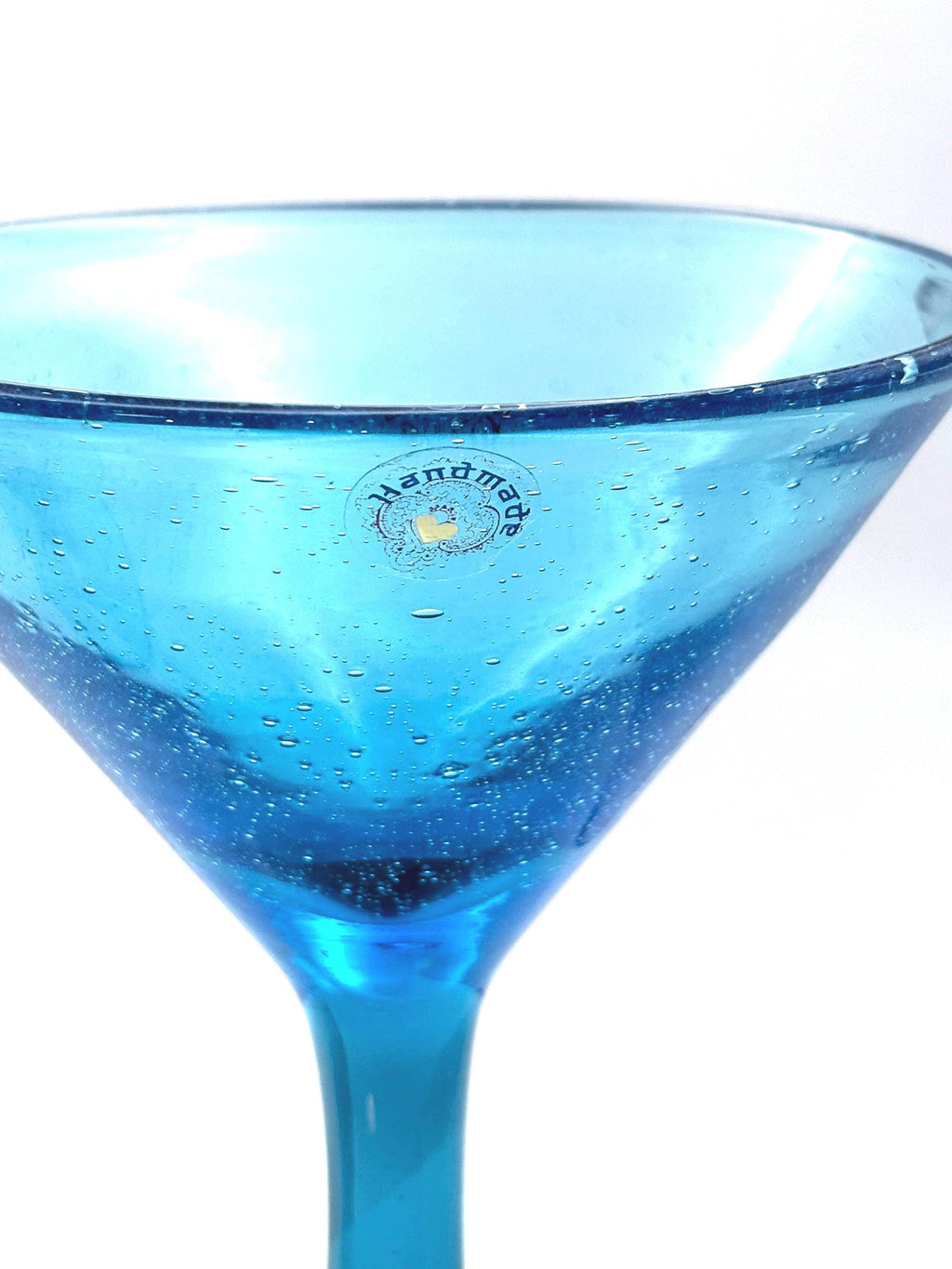 Aphrodite Style, Cobalt Blue Cocktail/Martini Glasses, Bubble Glass