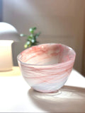 Kosta Boda Art Glass Bowl, Blush Pink Swirl, Frosted Satin | Scandinavian Decor