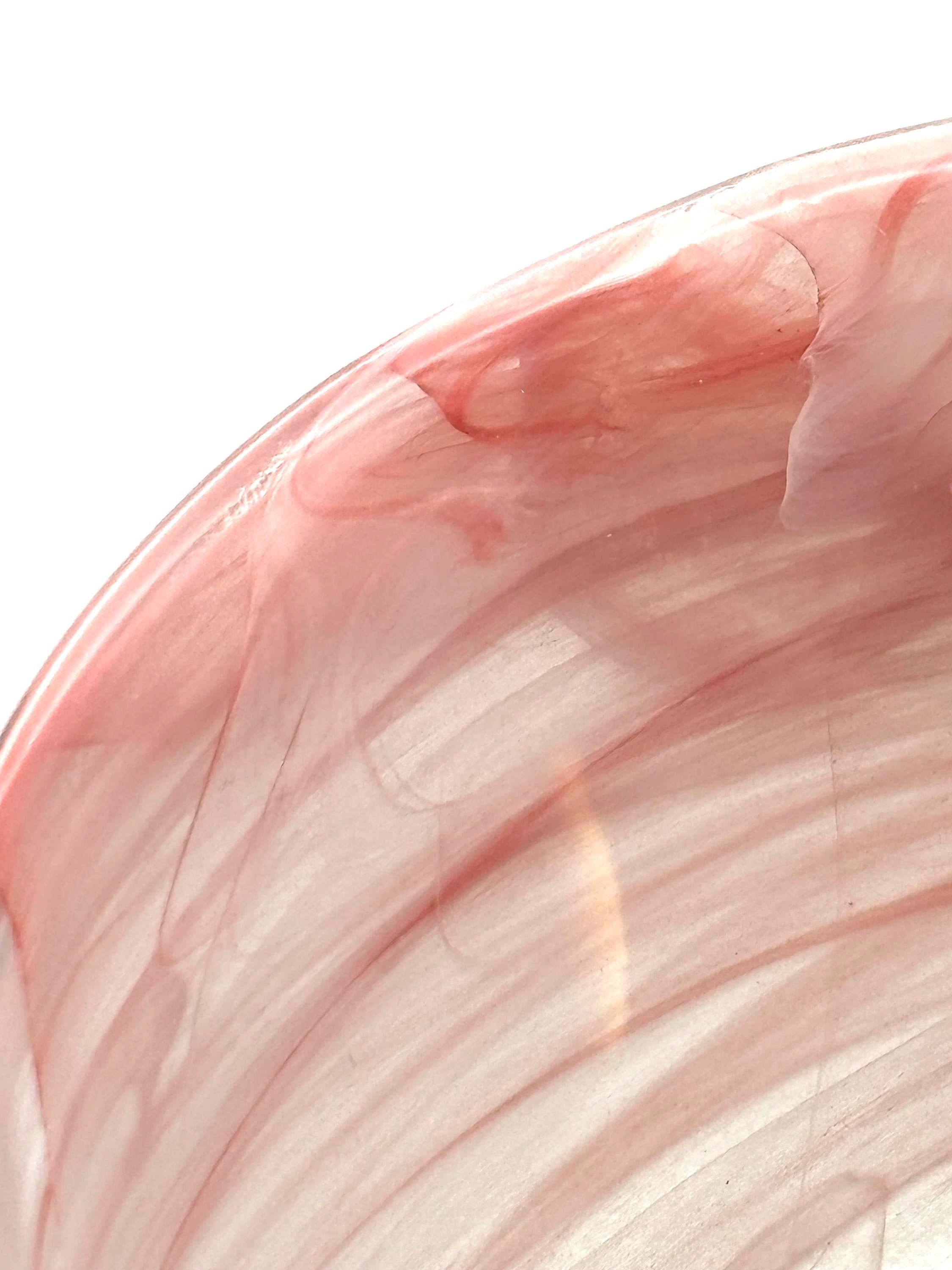 Kosta Boda Art Glass Bowl, Blush Pink Swirl, Frosted Satin | Scandinavian Decor