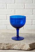 Vintage Empoli Blue Footed Compote Bowl, Italian Mid-Century Glass, 17 cm
