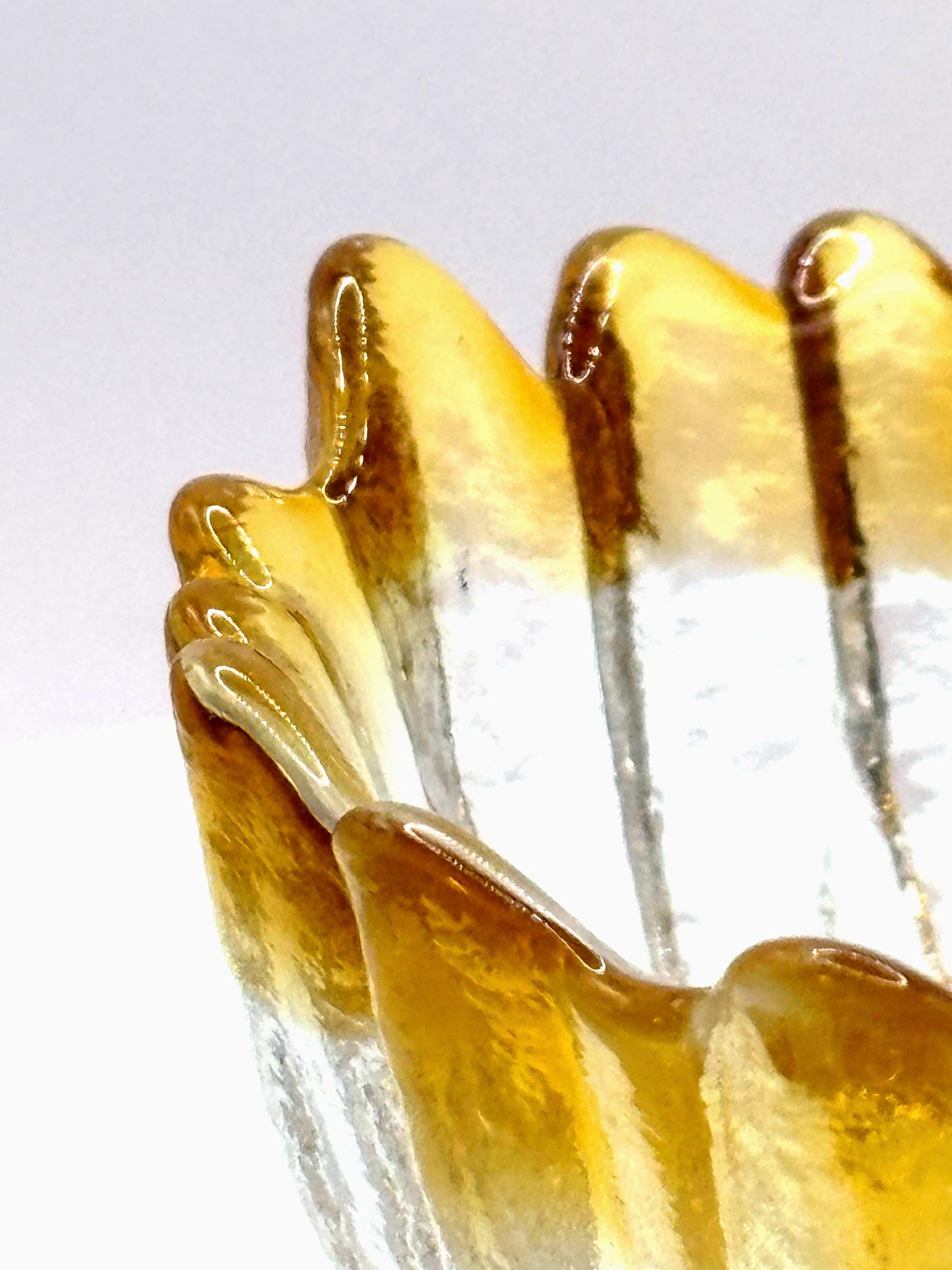 Tauno Wirkkala Art Glass Bowl – Amber Clear Textured Scandinavian Finnish Dish