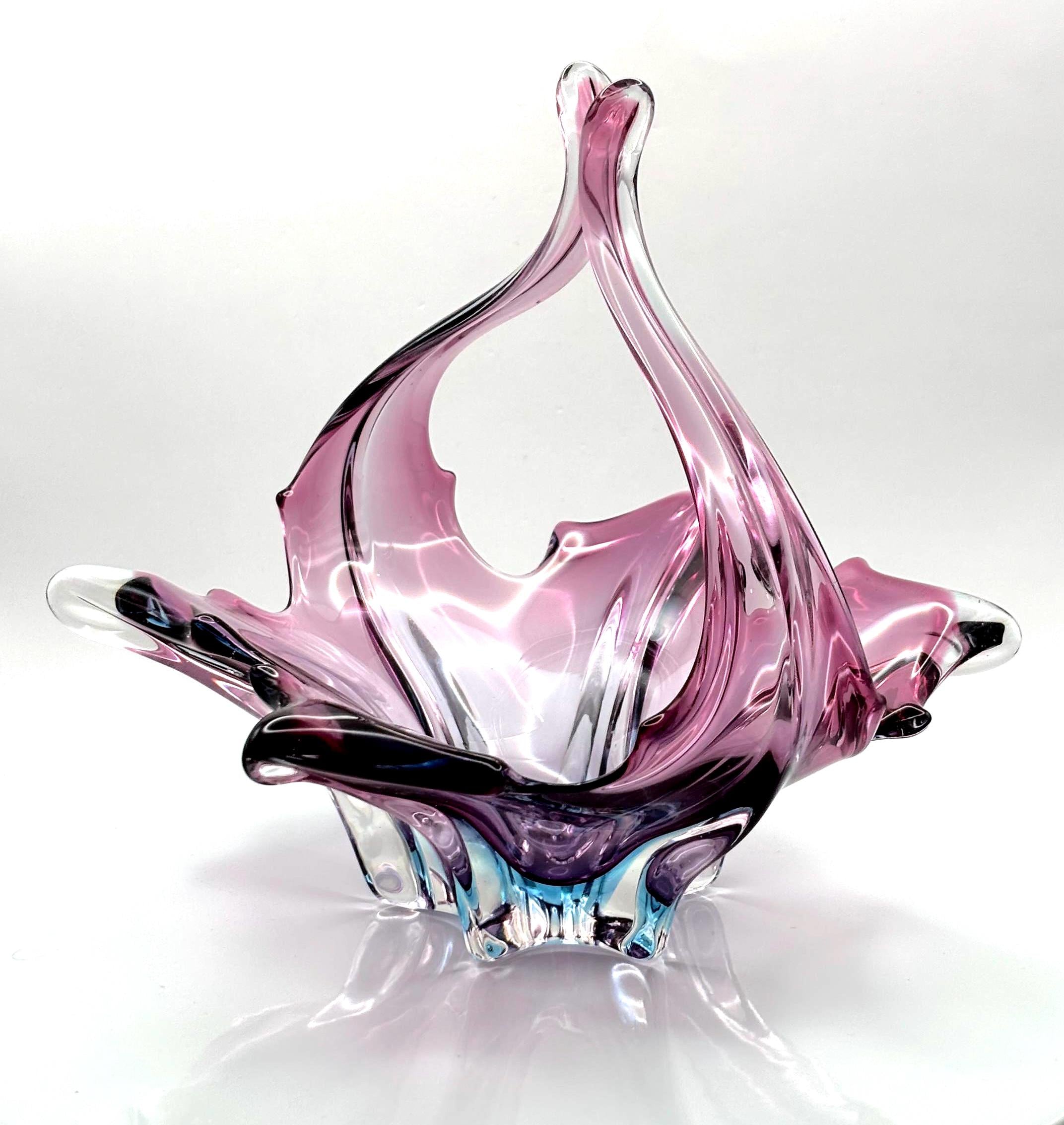 Vintage Murano Sommerso Bowl | Sculptural Italian Art Glass Centerpiece