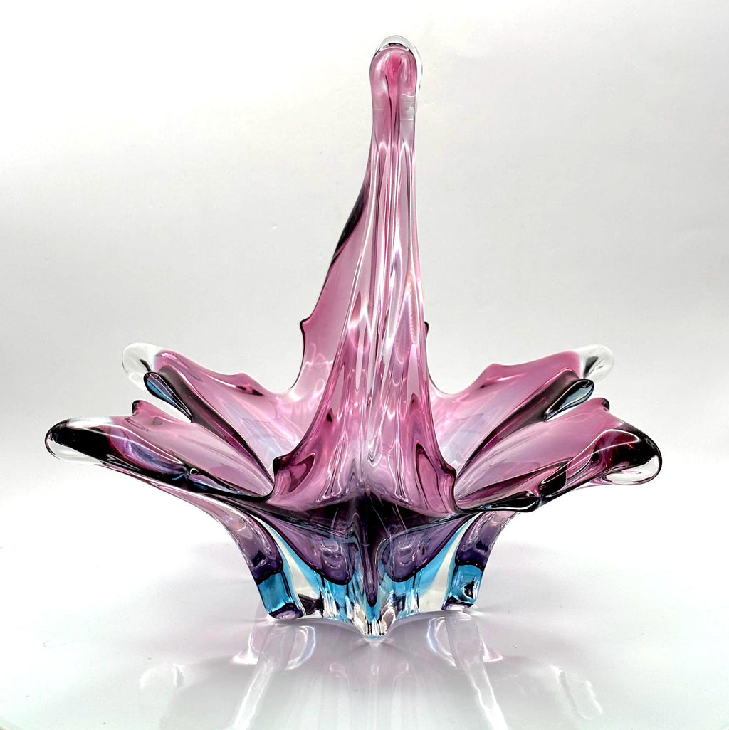 Vintage Murano, Cristallo Venezia, CCC, Sommerso-style Bowl | Sculptural Italian Art Glass Centerpiece