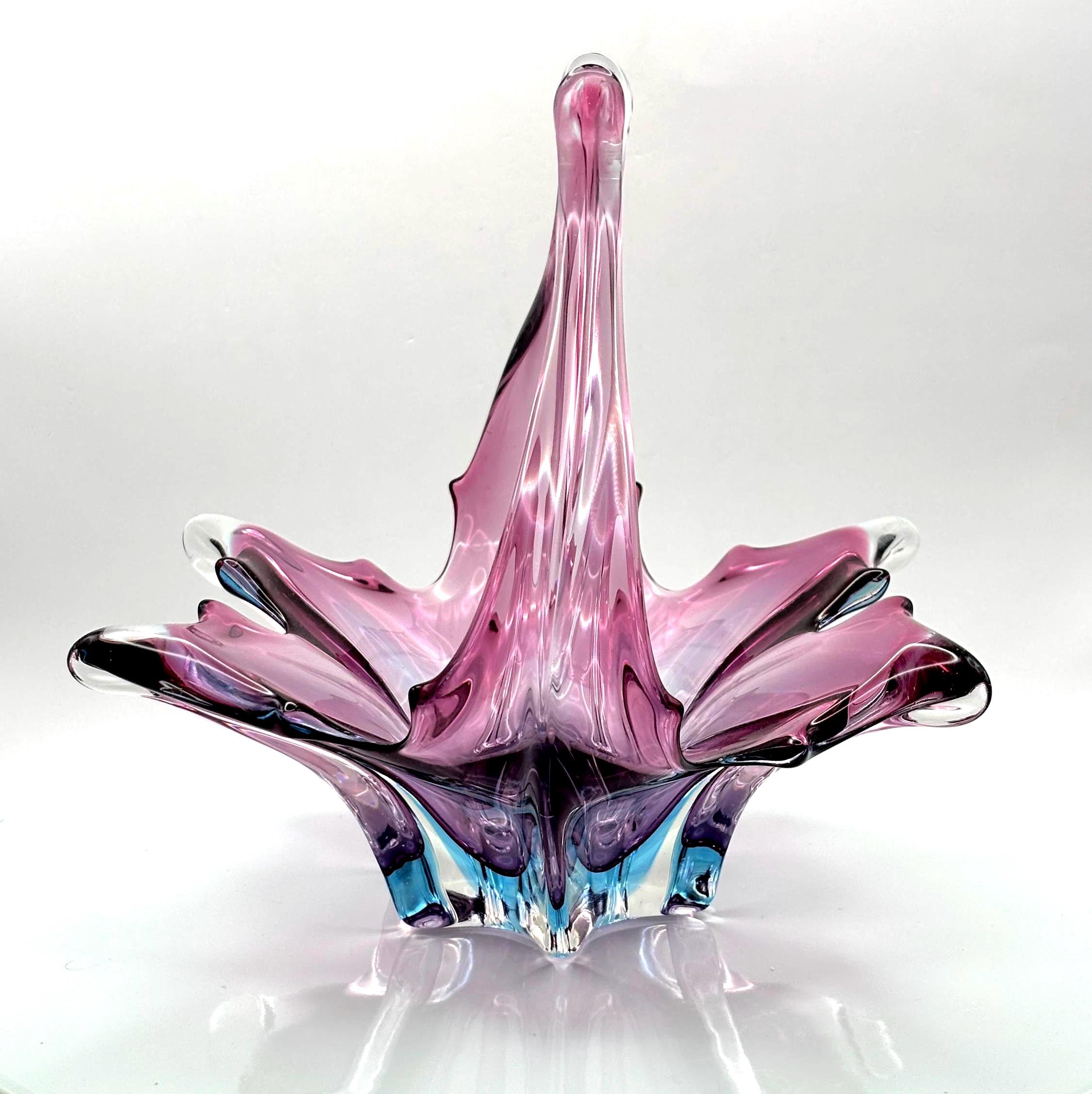 Vintage Murano, Cristallo Venezia, CCC, Sommerso-style Bowl | Sculptural Italian Art Glass Centerpiece
