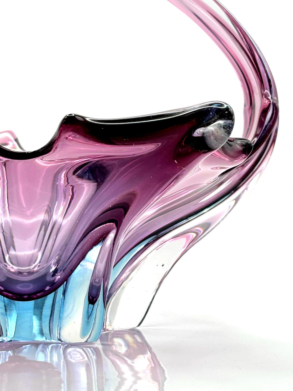 Vintage Murano, Cristallo Venezia, CCC, Sommerso-style Bowl | Sculptural Italian Art Glass Centerpiece