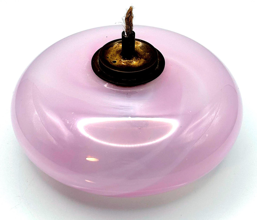 Swidish Glass Candle lantern/Oil Lamp with Brass Burner – Signed Studio Åhus