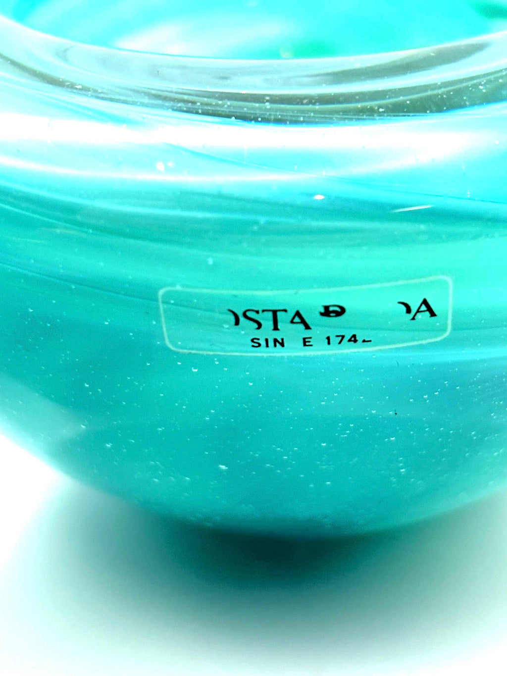 Vintage Kosta Boda Tealight Holders | Turquoise & White Swirl Glass Pair