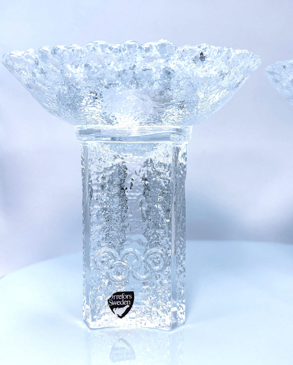 Orrefors “Olympiade” Massive Crystal Candle Holders | Lars Hellsten | Swedish Design