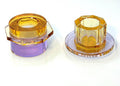 Hübsch Crystal Candleholders – Amber & Lilac Glass, Danish Design, Original Gold Label