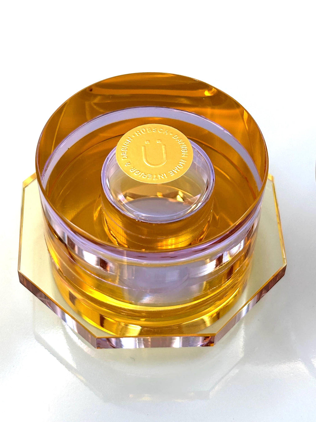 Hübsch Crystal Candleholders  Amber & Lilac Glass, Scandinavian Design, Original Gold Label