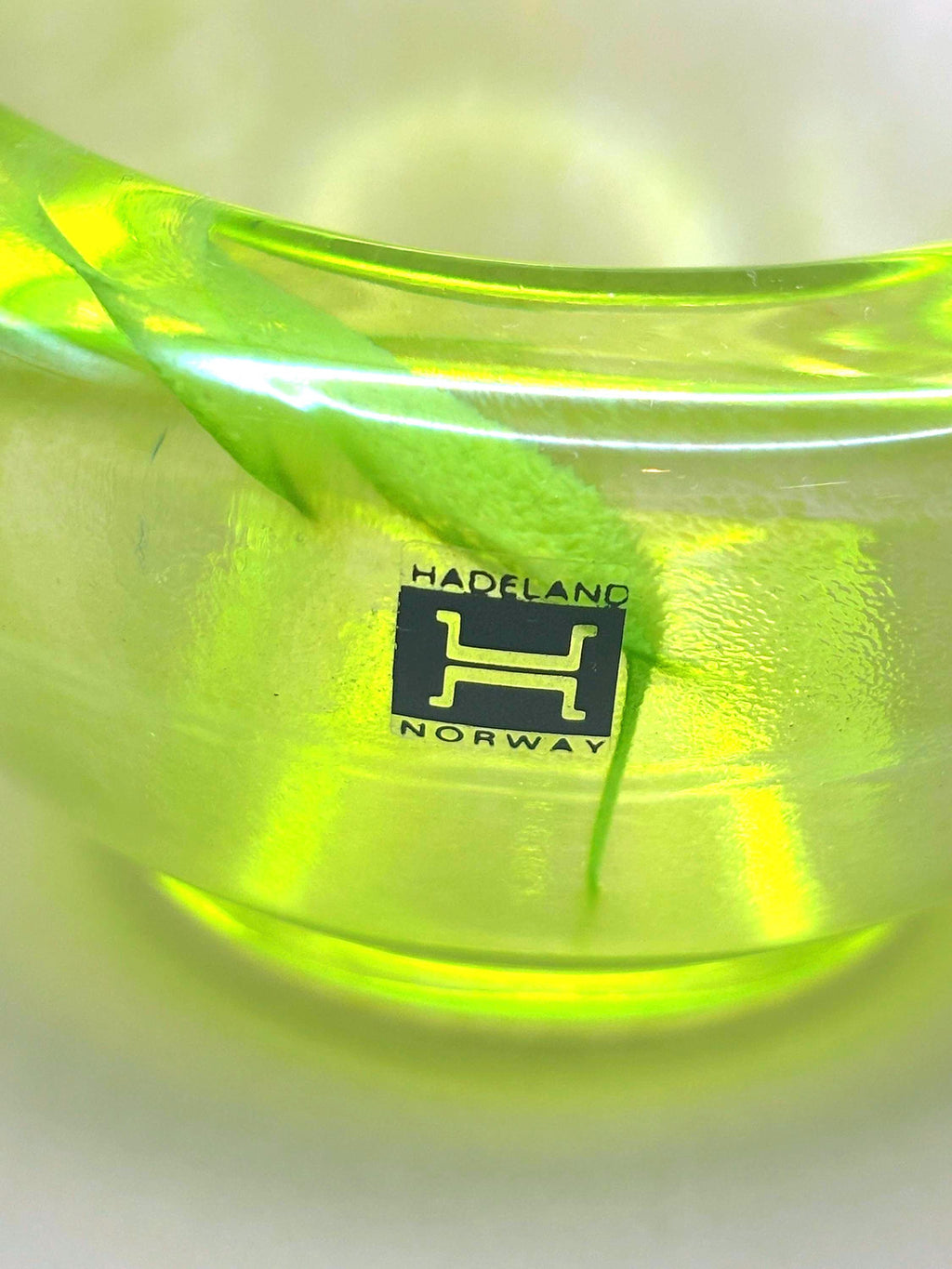 Vintage Hadeland Glassverk Lime Green Glass Candle Holders, Pair, Norway