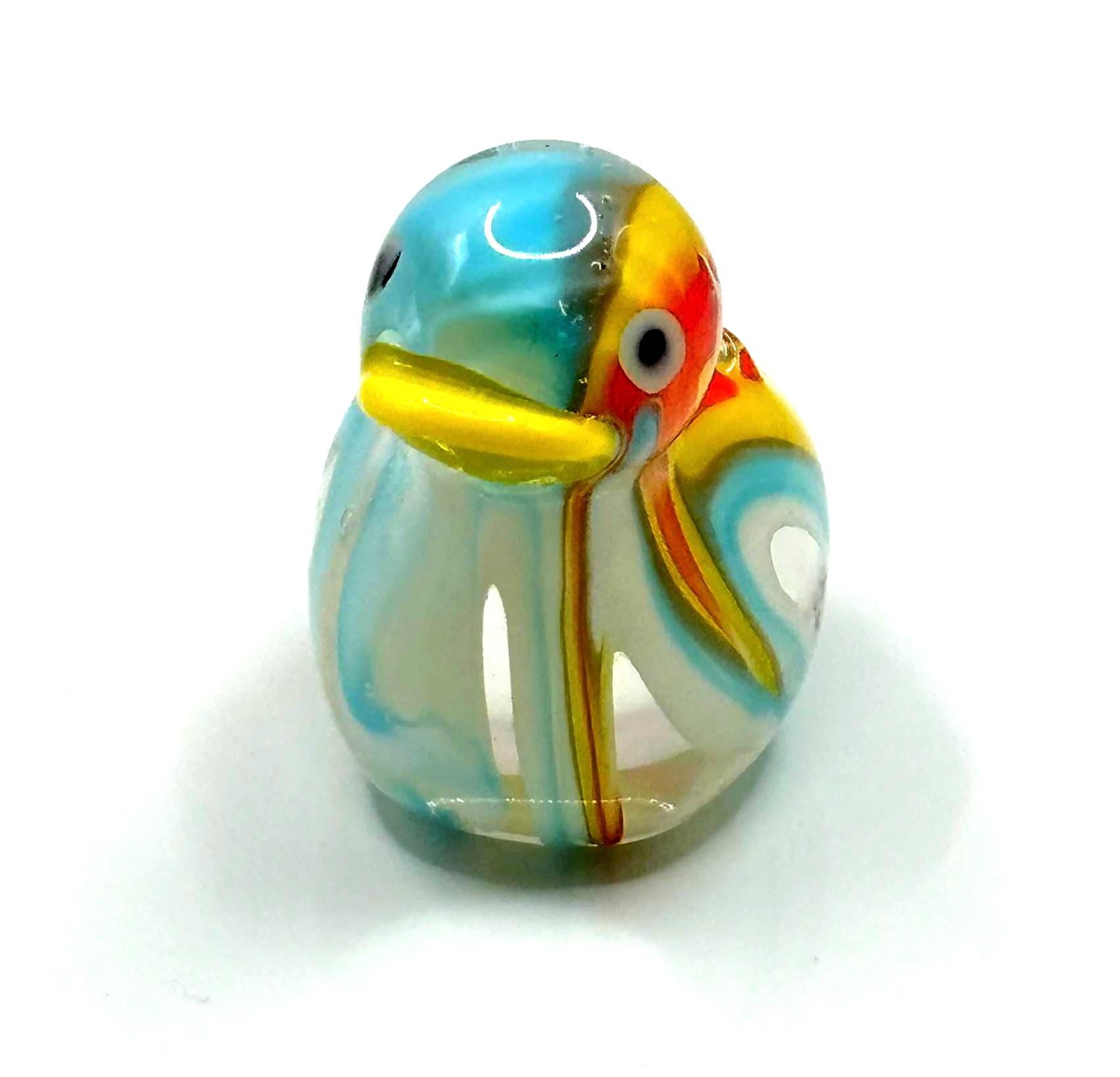 Vintage Murano Hand Blown Glass Duck Figurine, Multicolor Italian Art Glass