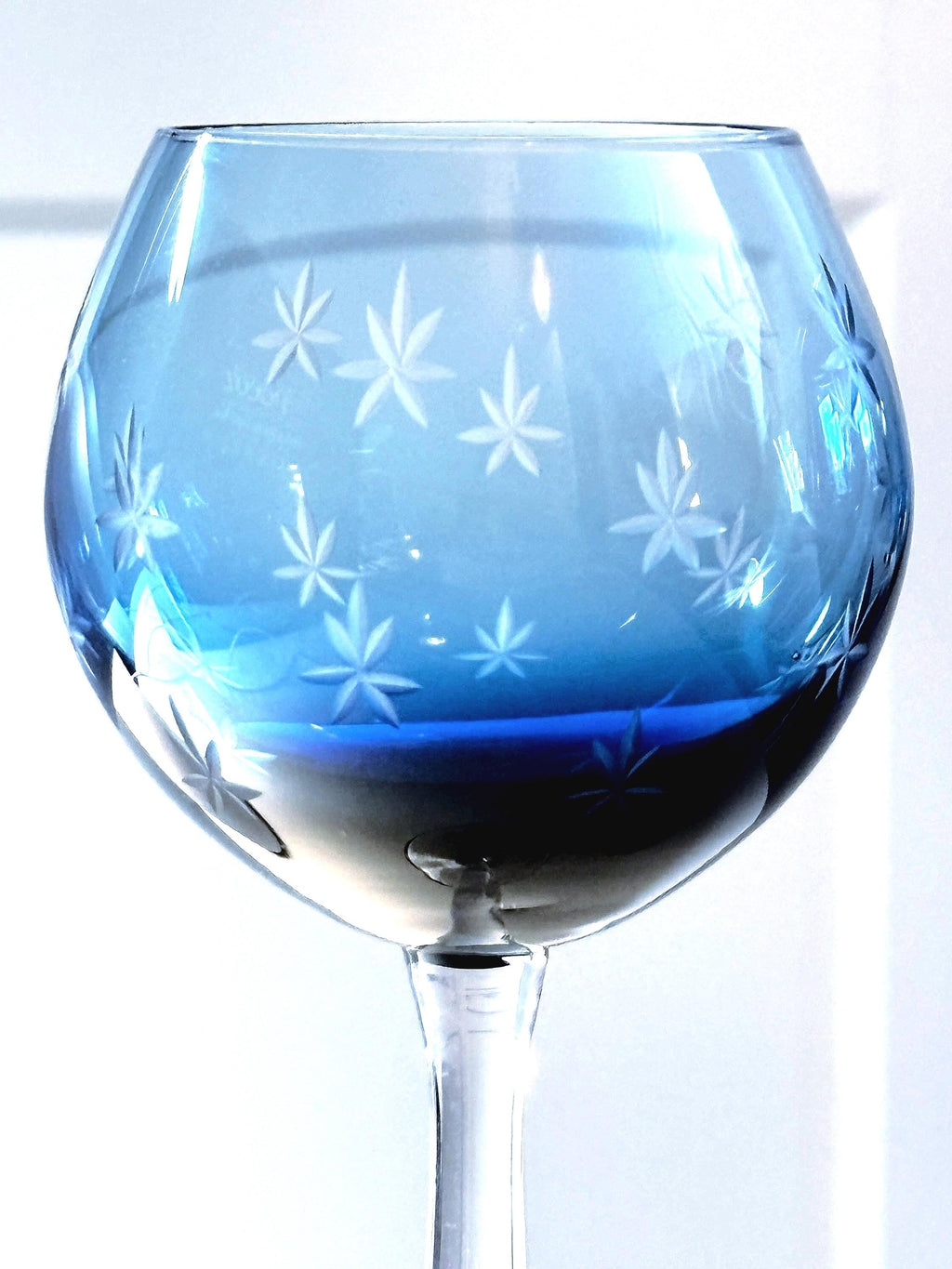 Bohemian Starburst Goblets | Cobalt Blue Crystal Wine Glasses