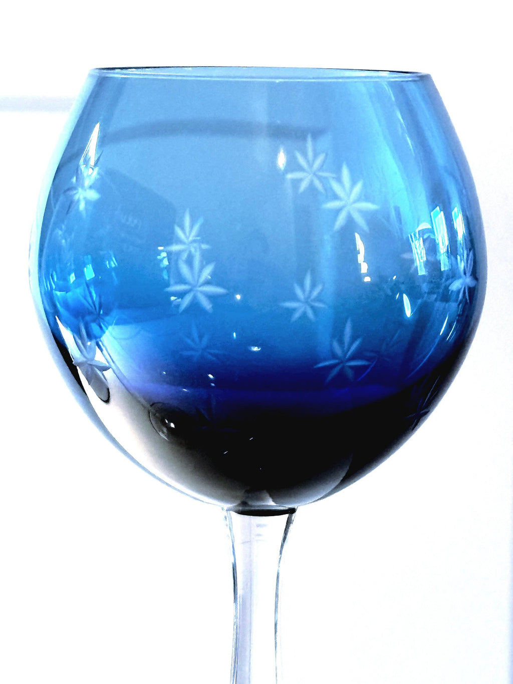 Bohemian Starburst Goblets | Cobalt Blue Crystal Wine Glasses
