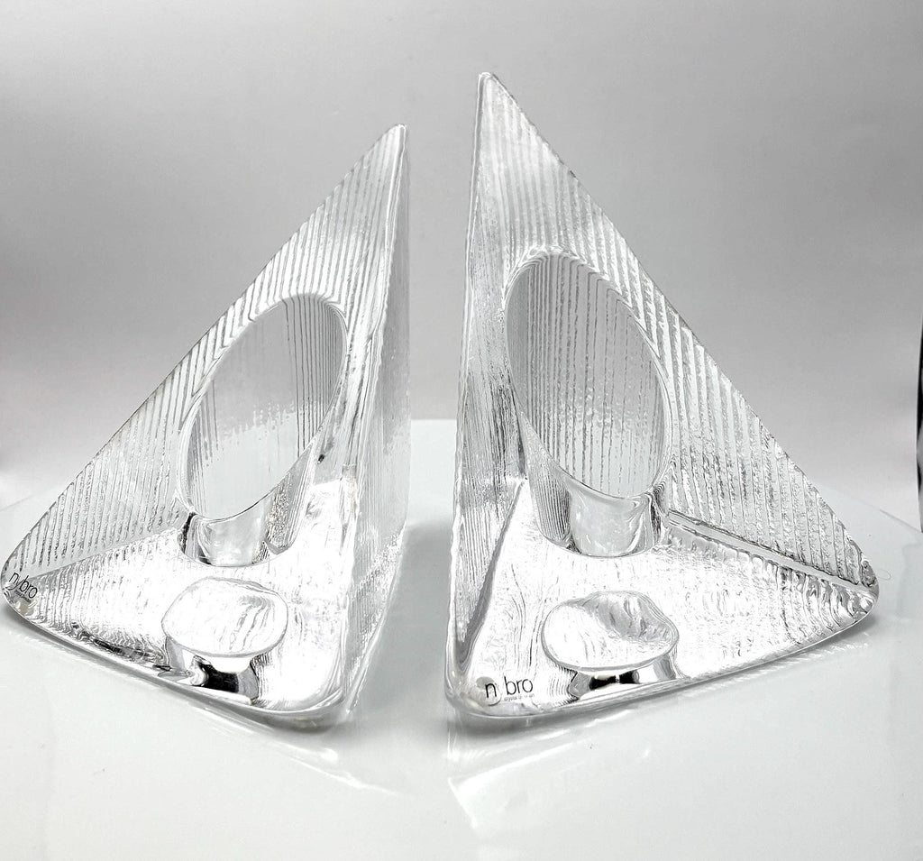 NYBRO, Sweden. Scandinavian Crystal Candle Holders – Sculptural Design