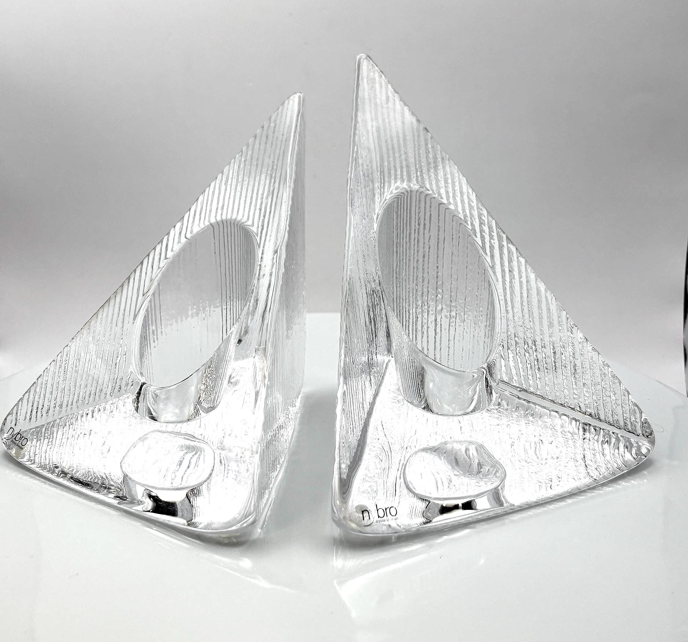 NYBRO, Sweden. Scandinavian Crystal Candle Holders – Sculptural Design