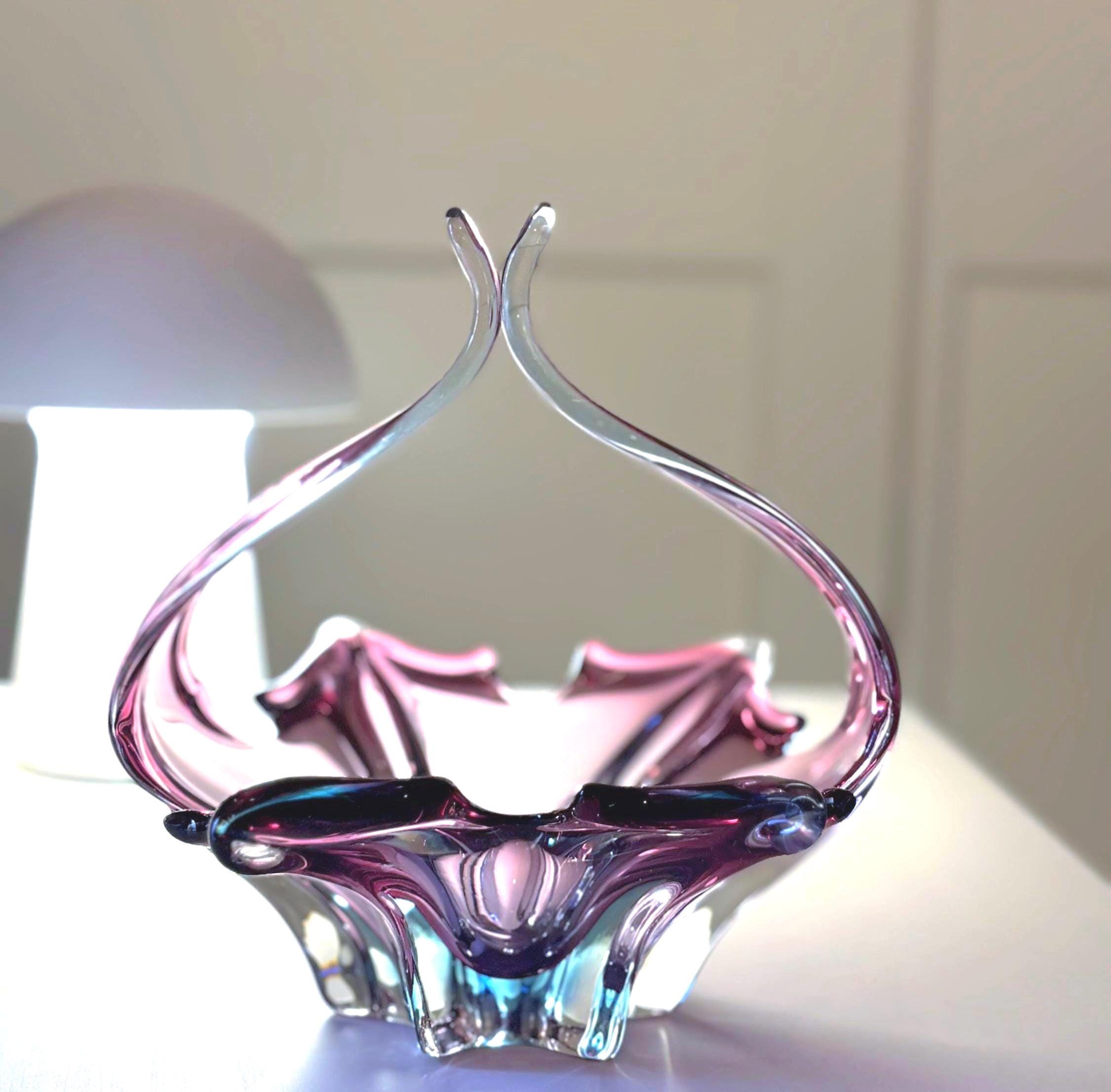 Vintage Murano, Cristallo Venezia, CCC, Sommerso-style Bowl | Sculptural Italian Art Glass Centerpiece