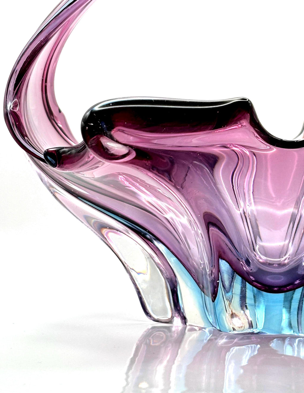 Vintage Murano, Cristallo Venezia, CCC, Sommerso-style Bowl | Sculptural Italian Art Glass Centerpiece