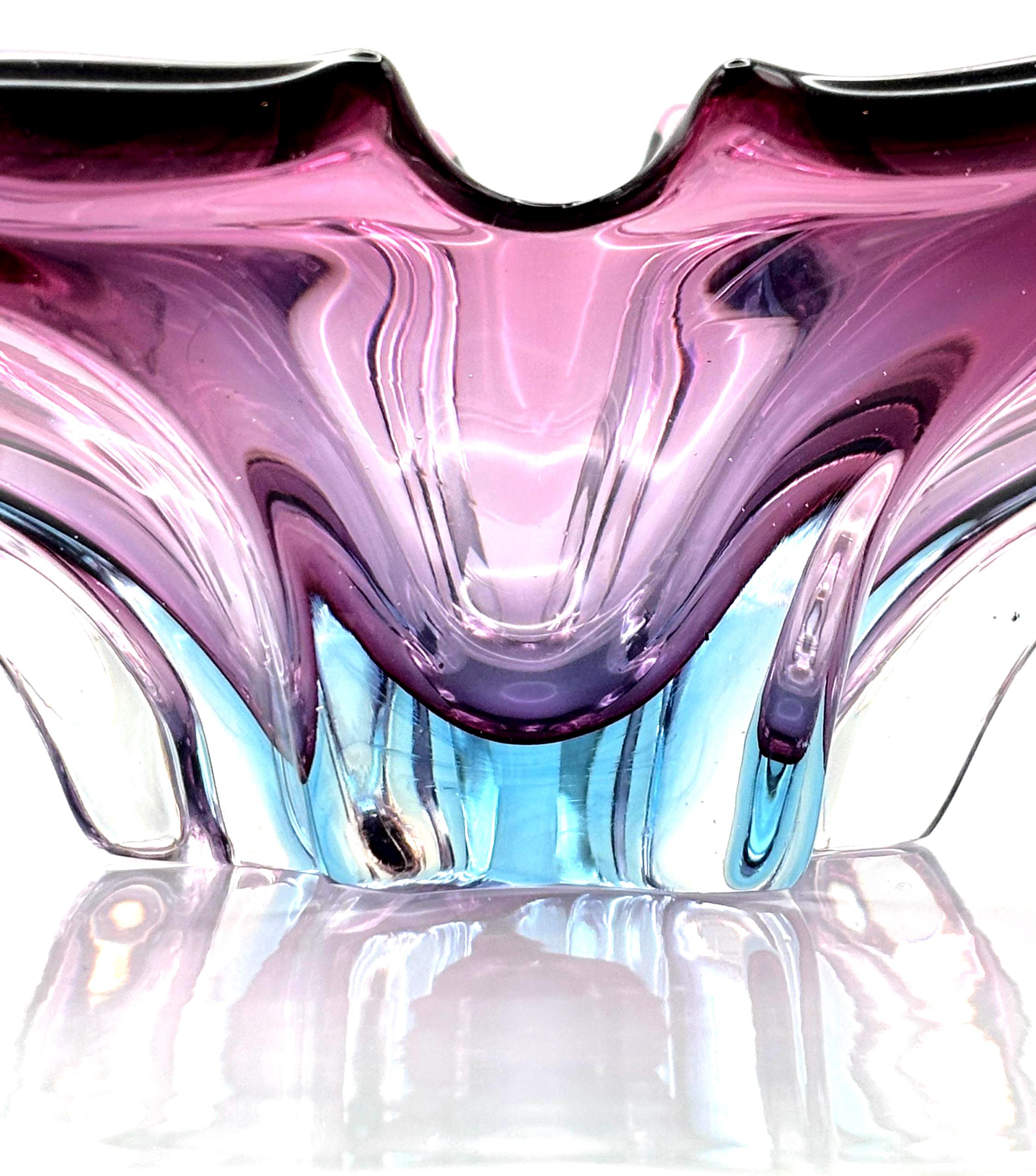 Vintage Murano, Cristallo Venezia, CCC, Sommerso-style Bowl | Sculptural Italian Art Glass Centerpiece