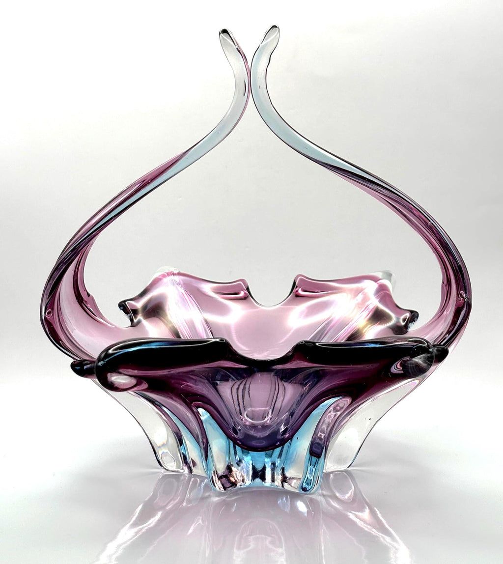 Vintage Murano Sommerso Bowl | Sculptural Italian Art Glass Centerpiece