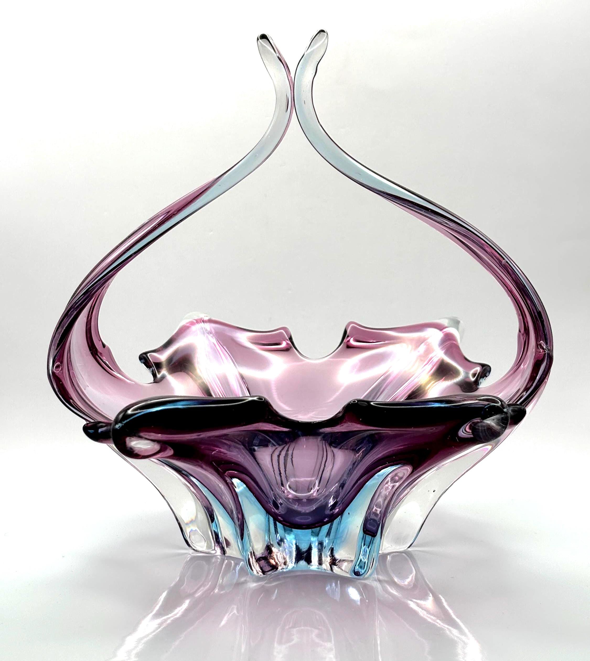 Vintage Murano Sommerso Bowl | Sculptural Italian Art Glass Centerpiece