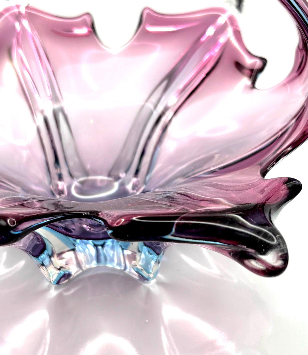 Vintage Murano Sommerso Bowl | Sculptural Italian Art Glass Centerpiece