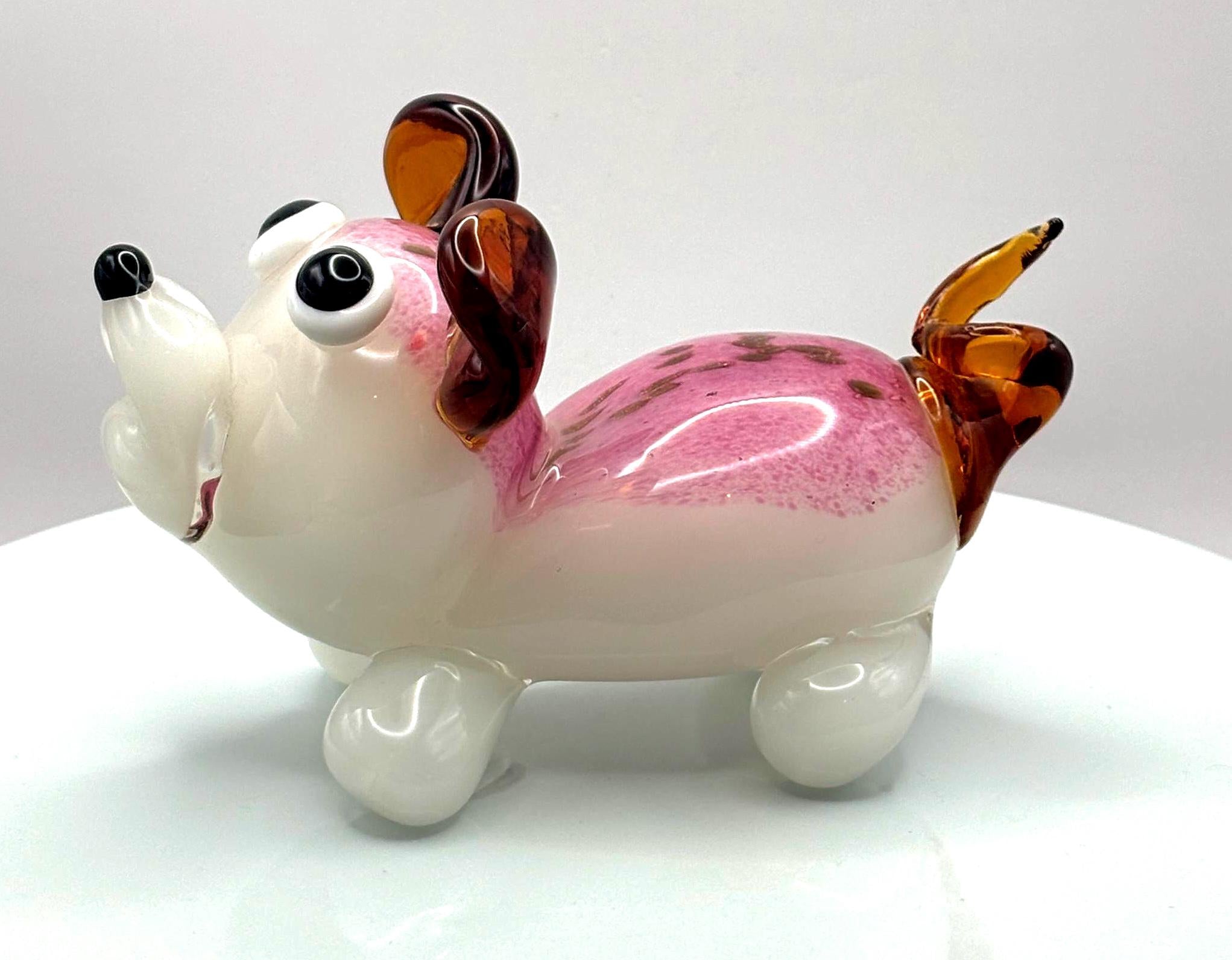 Vintage Murano Glass Dog Figurine | Italian Art Glass Sculpture