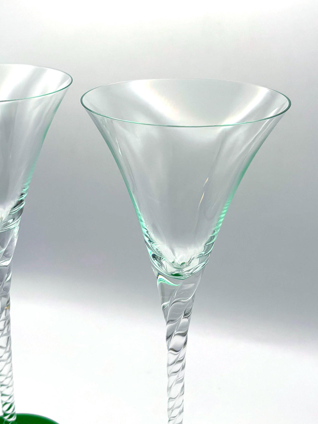 Luxor Bohemia Crystal Sherry Glasses – Tall Sculptural Stemware, Emerald Green Base (Set of 2)