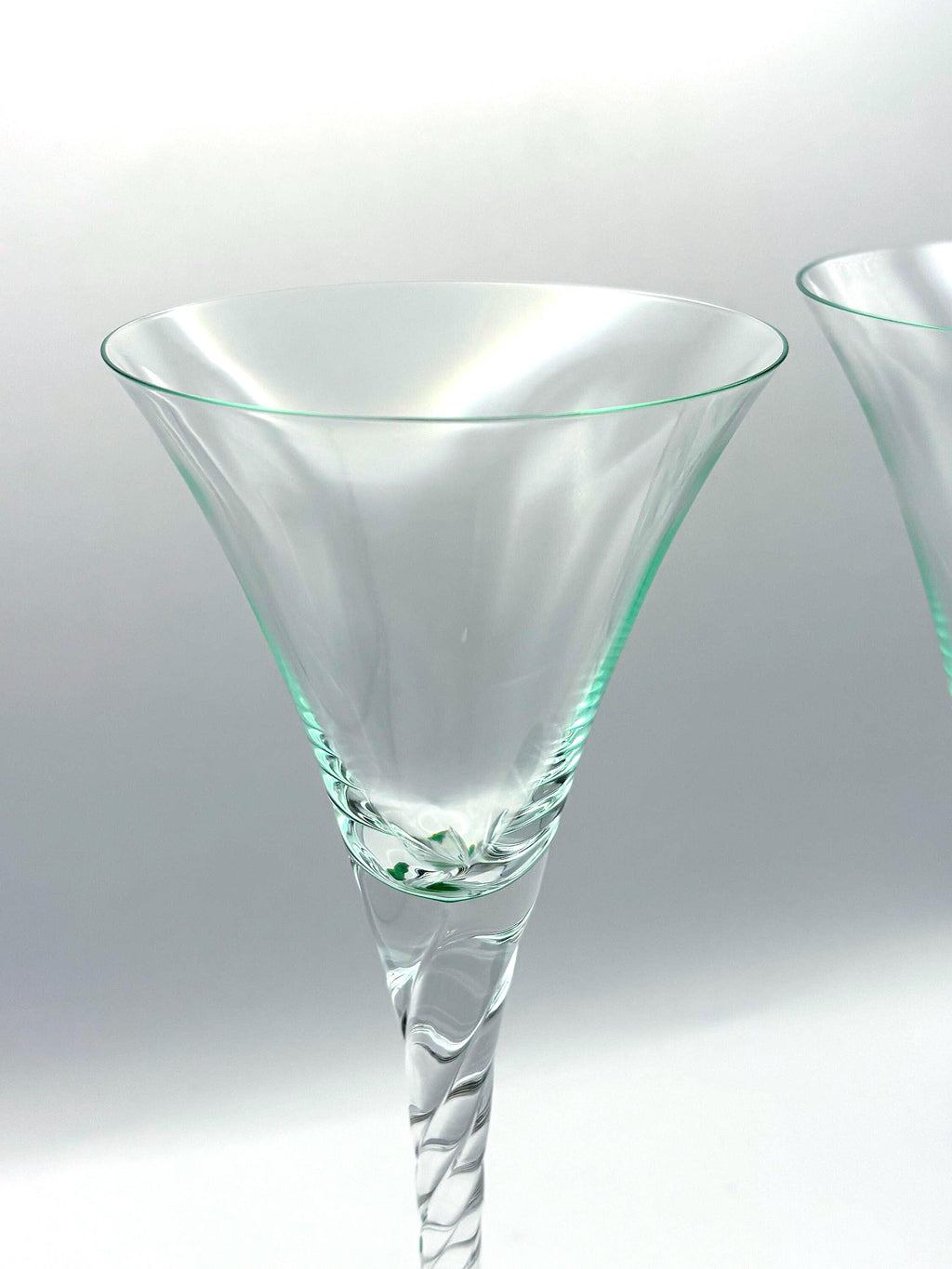 Luxor Bohemia Crystal Sherry Glasses – Tall Sculptural Stemware, Emerald Green Base (Set of 2)