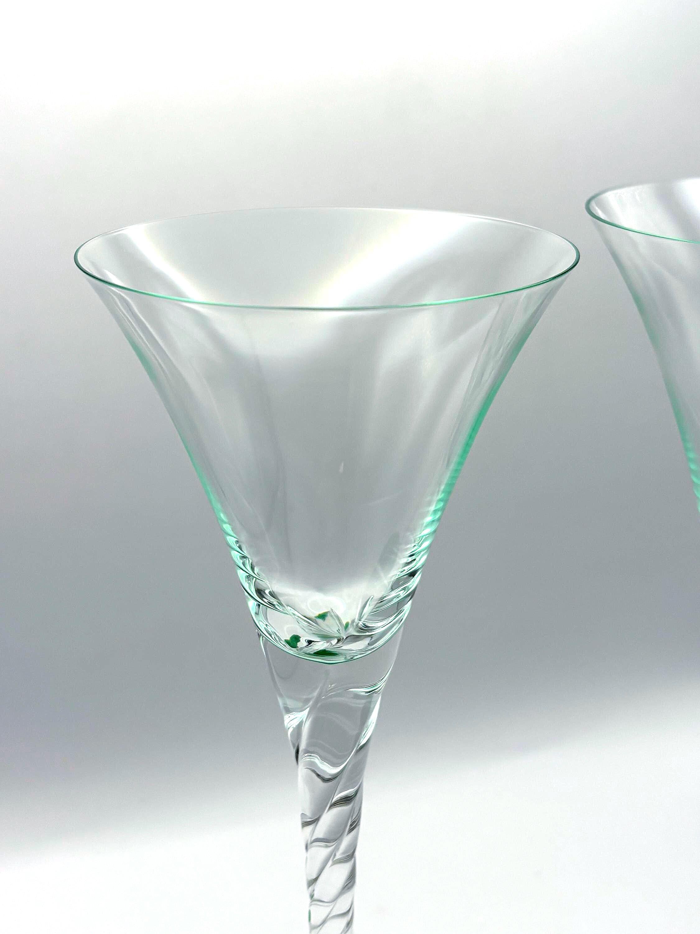 Luxor Bohemia Crystal Sherry Glasses – Tall Sculptural Stemware, Emerald Green Base (Set of 2)