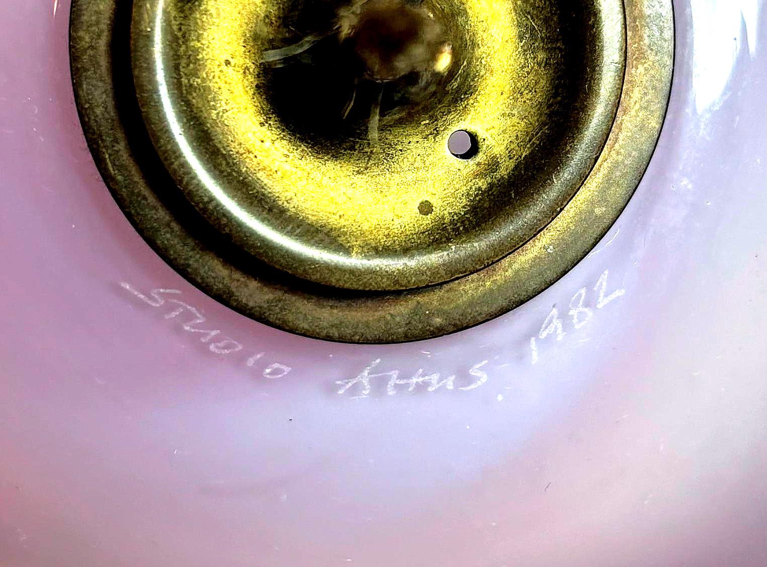 Swidish Glass Candle lantern/Oil Lamp with Brass Burner – Signed Studio Åhus