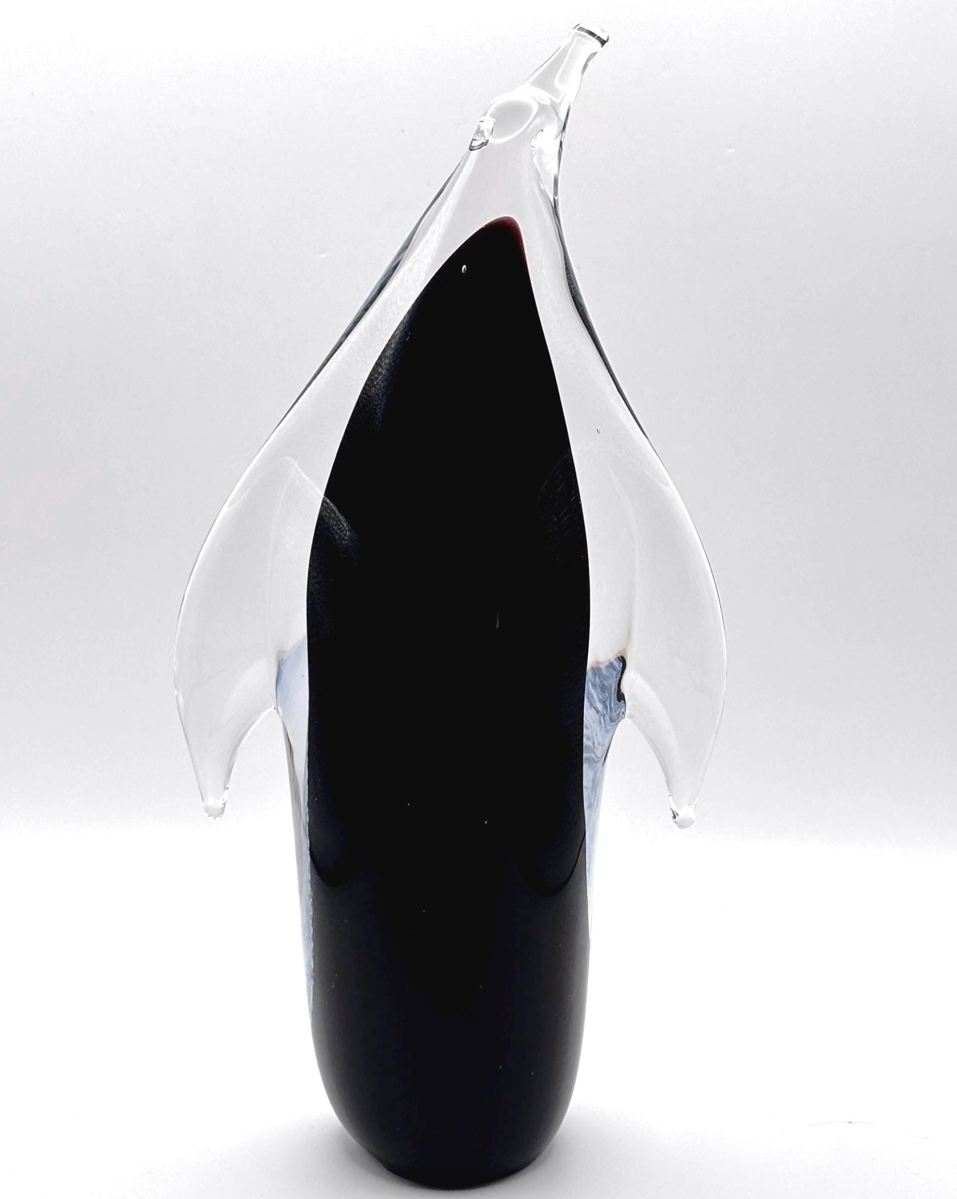 Vintage FM Konstglas Tall Glass Penguin Figurine | Scandinavian Art Glass