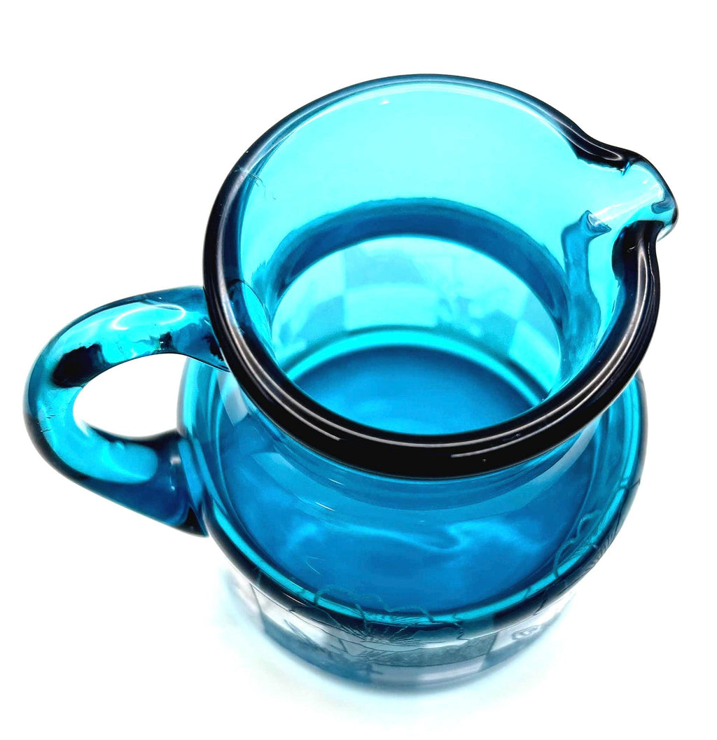 Vintage Michael Bang Holmegaard Turquoise Glass Pitcher | Signed Danish Art Glass