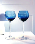 Bohemian Starburst Goblets | Cobalt Blue Crystal Wine Glasses