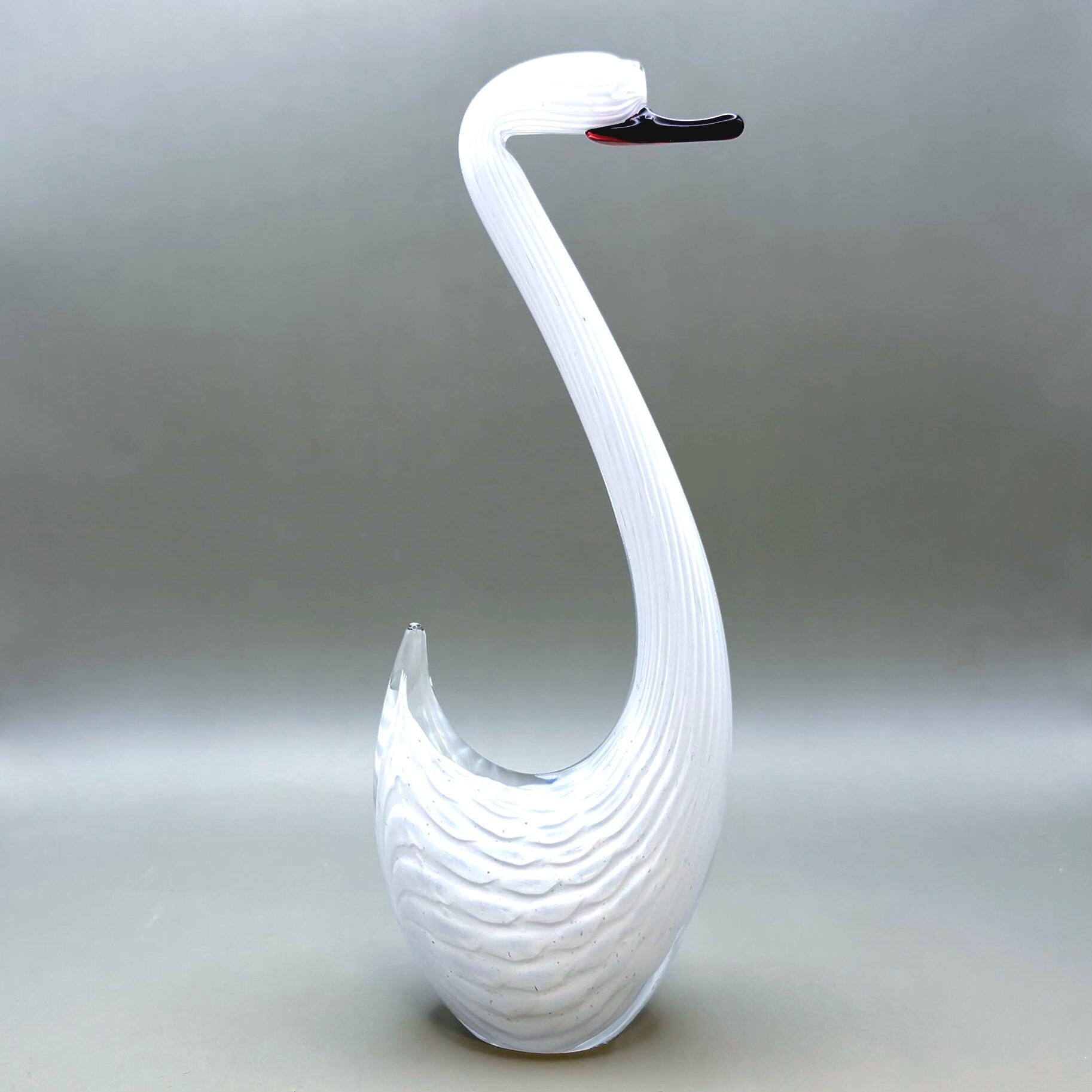 Vintage Marcolin FM Konstglas Swan Sculpture, Large Art Glass Figurine | Swedish Art Decor