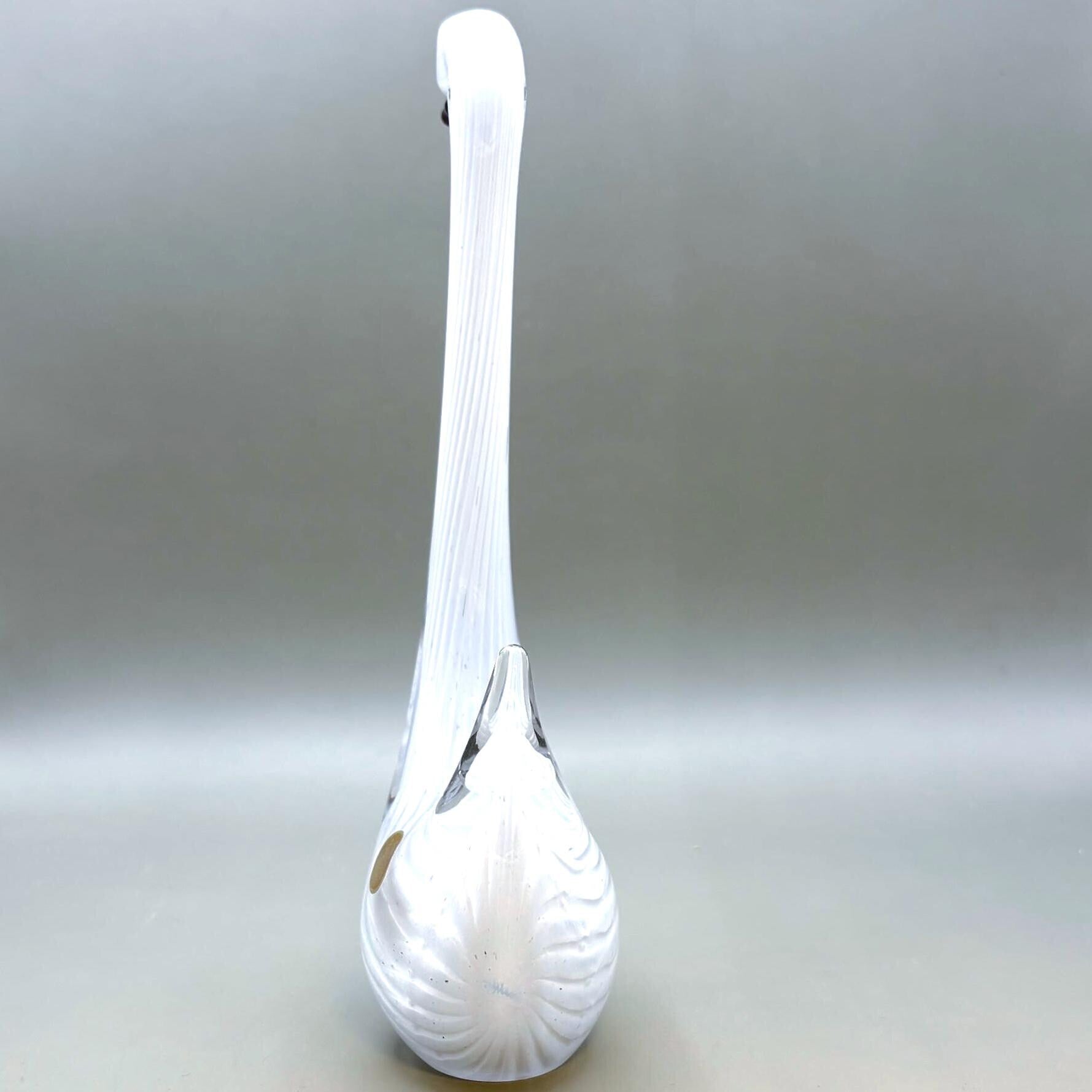 Vintage Marcolin FM Konstglas Swan Sculpture, Large Art Glass Figurine | Swedish Art Decor
