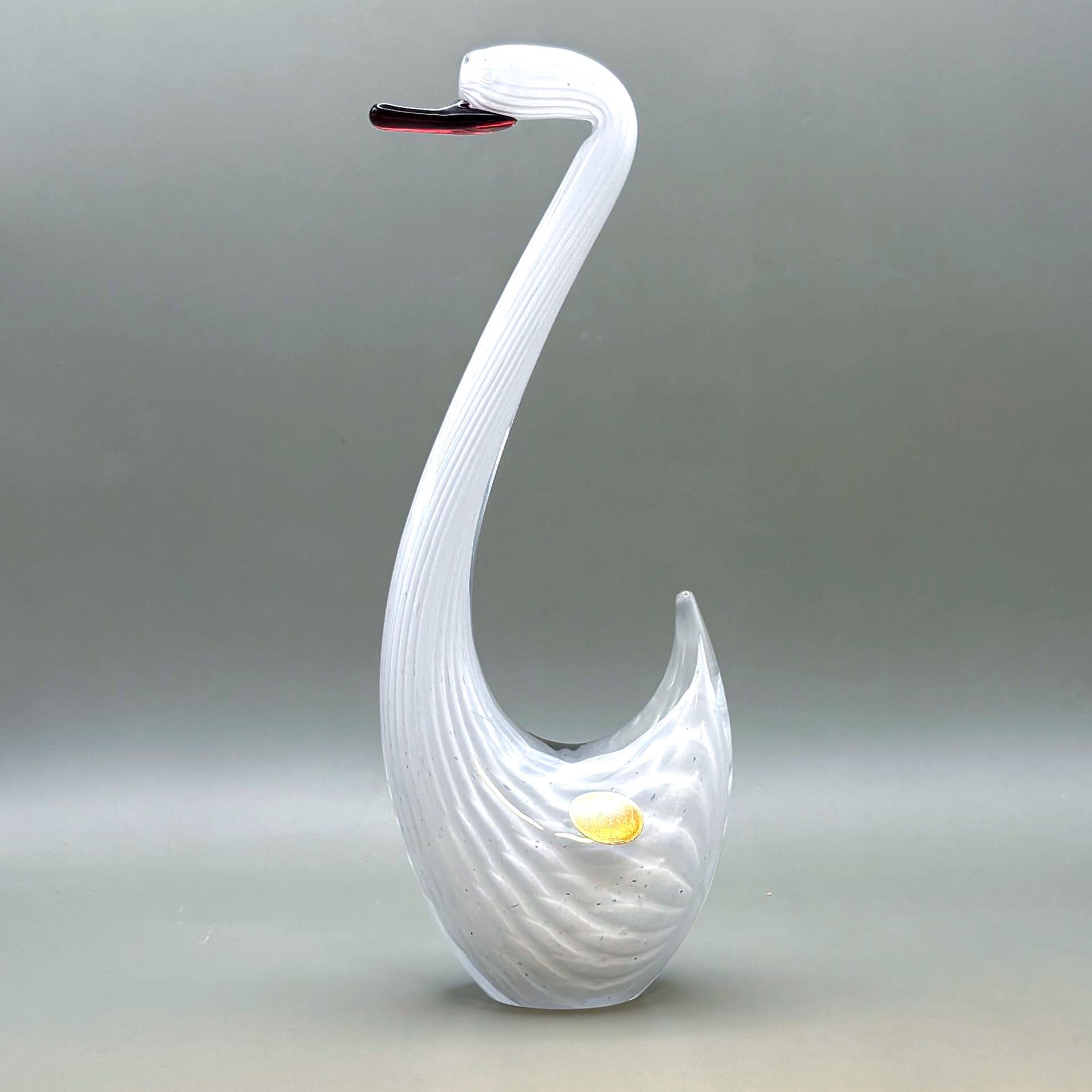 Vintage Marcolin FM Konstglas Swan Sculpture, Large Art Glass Figurine | Swedish Art Decor