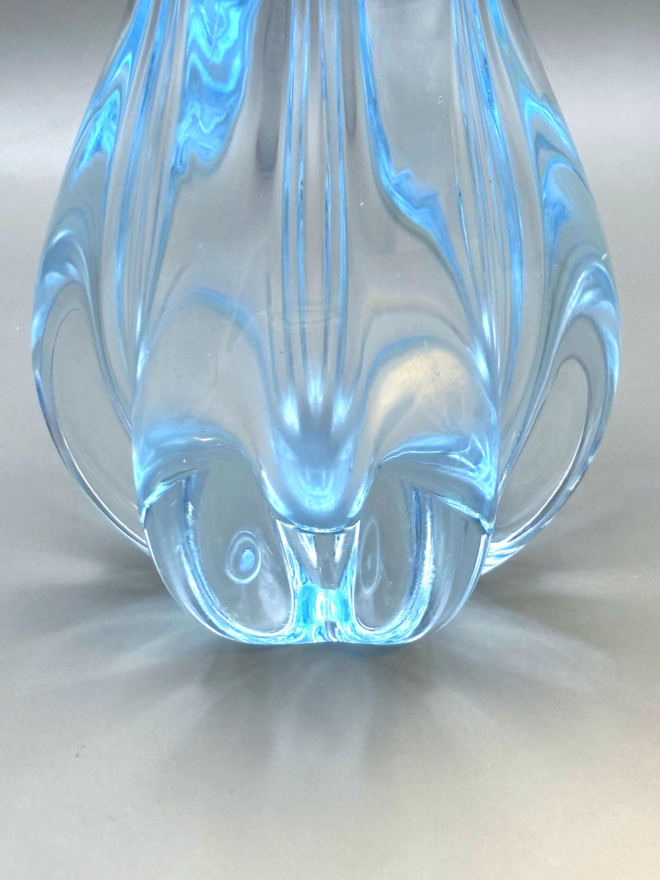 Orrefors Vicke Lindstrand, Stella Polaris. Organic Blue bud Glass Vase | Signed Scandinavian Modern