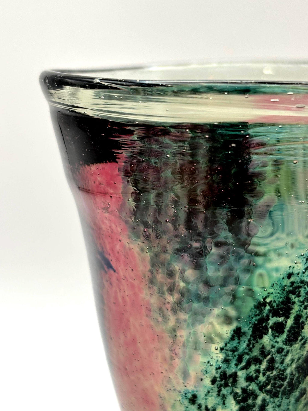 Vintage Kosta Boda Art Glass Vase | Kjell Engman | Pink Green Swedish Glass