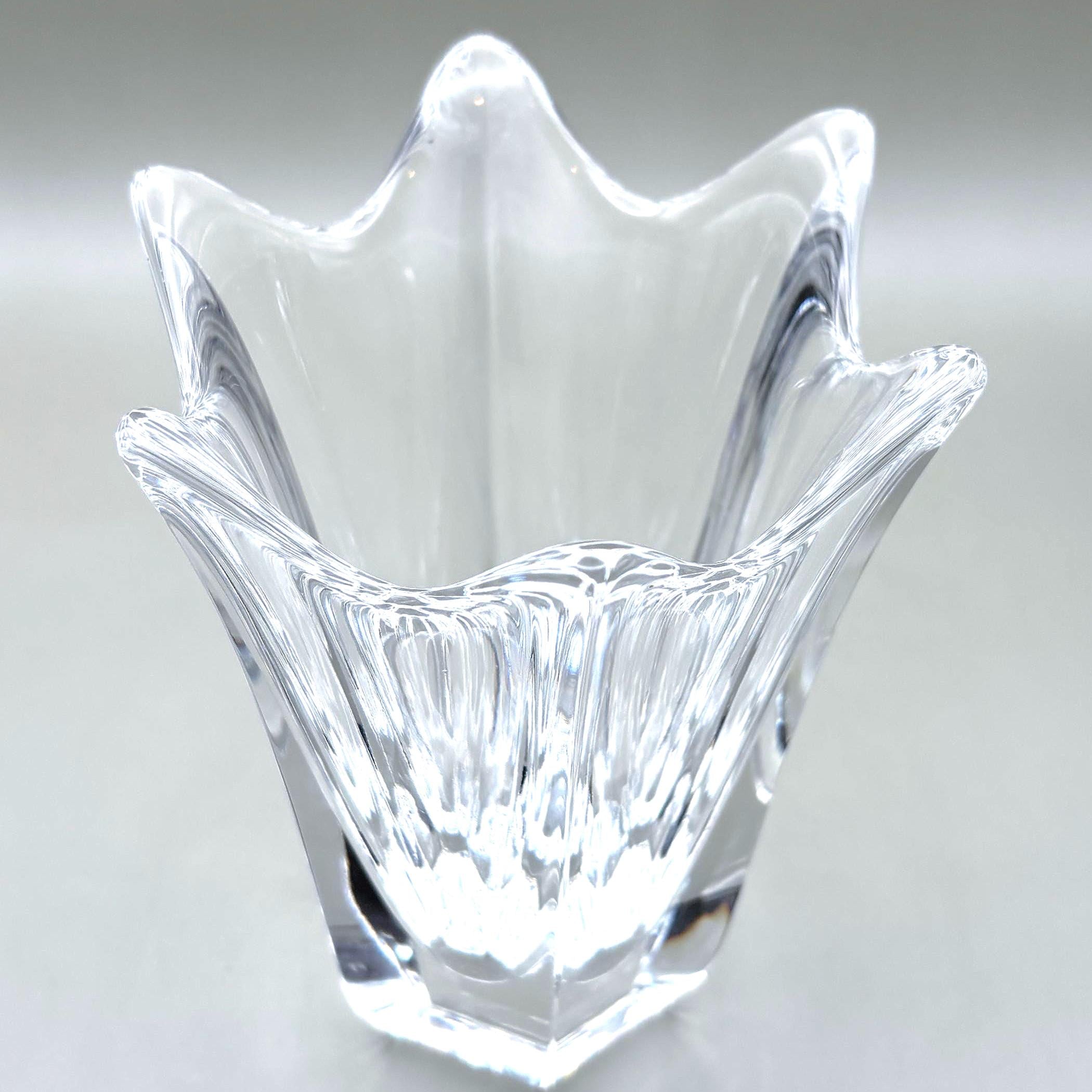 Vintage Orrefors Fleur Crystal Vase – Lars Hellsten Signed Swedish Art Glass (15 cm)