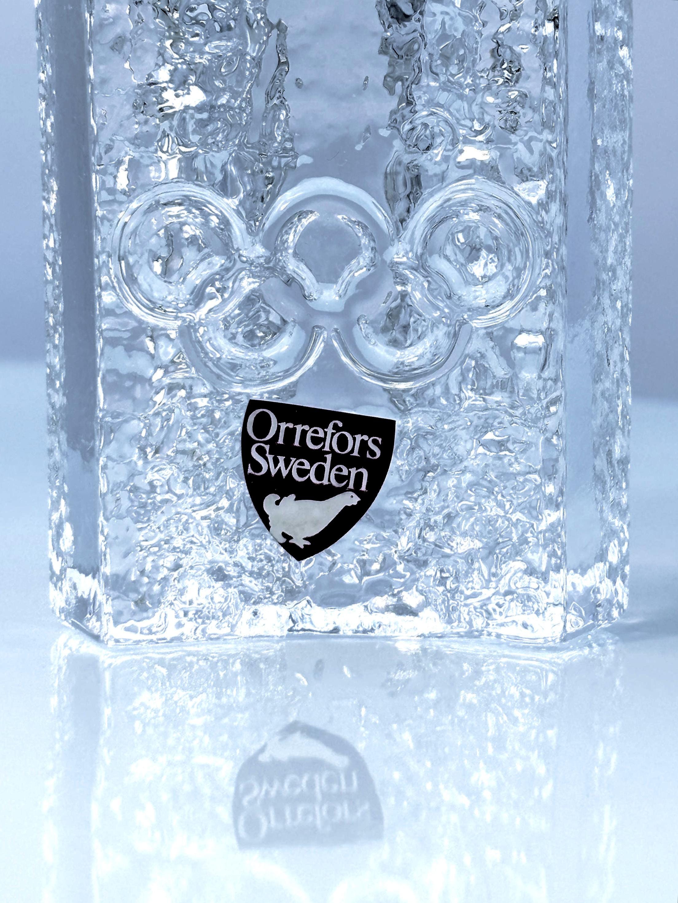 Orrefors “Olympiade” Massive Crystal Candle Holders | Lars Hellsten | Swedish Design