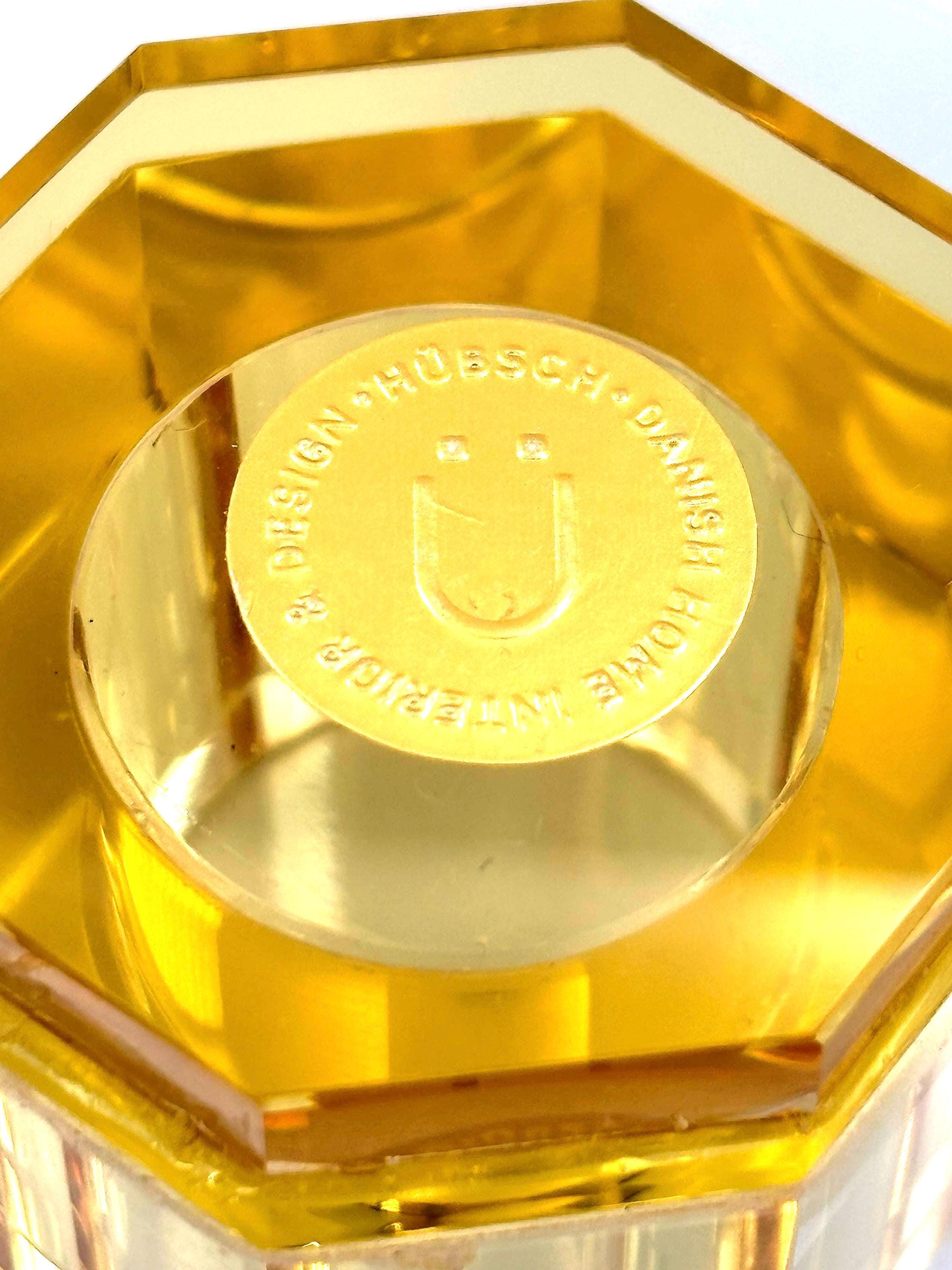 Hübsch Crystal Candleholders  Amber & Lilac Glass, Scandinavian Design, Original Gold Label