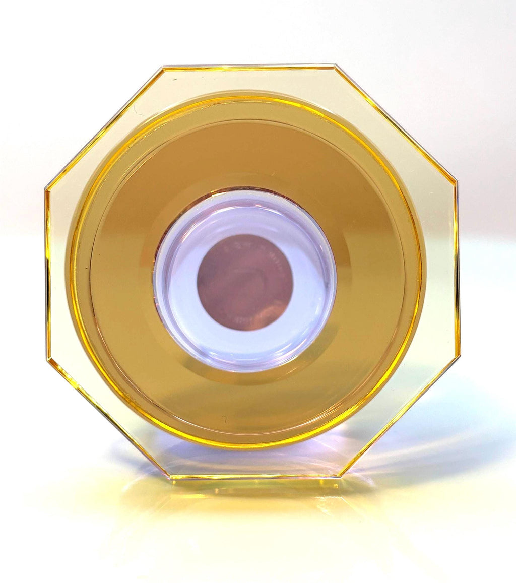 Hübsch Crystal Candleholders  Amber & Lilac Glass, Scandinavian Design, Original Gold Label
