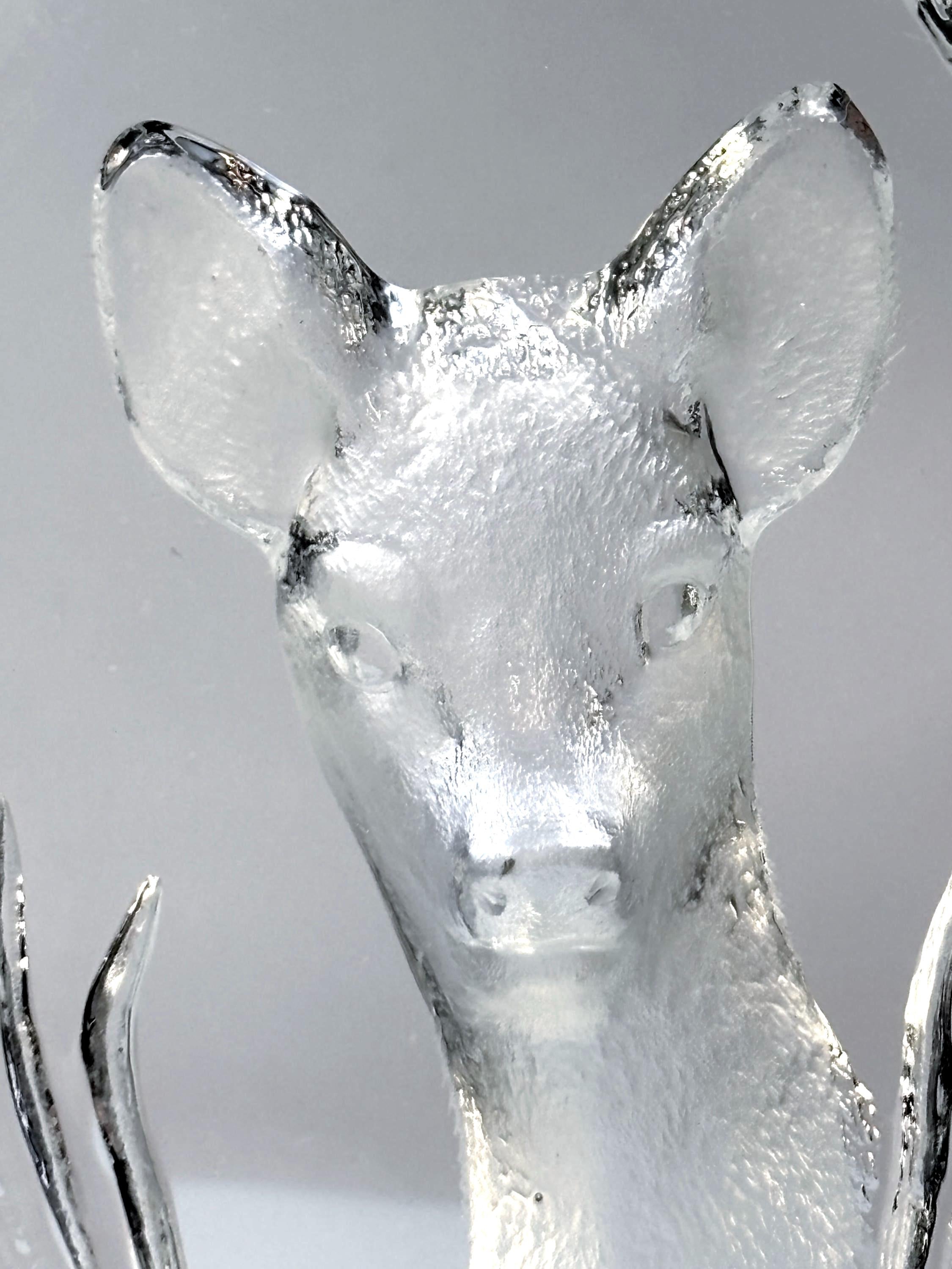 Mats Jonasson Crystal Deer Sculpture | Signed Swedish Art Glass Figurine