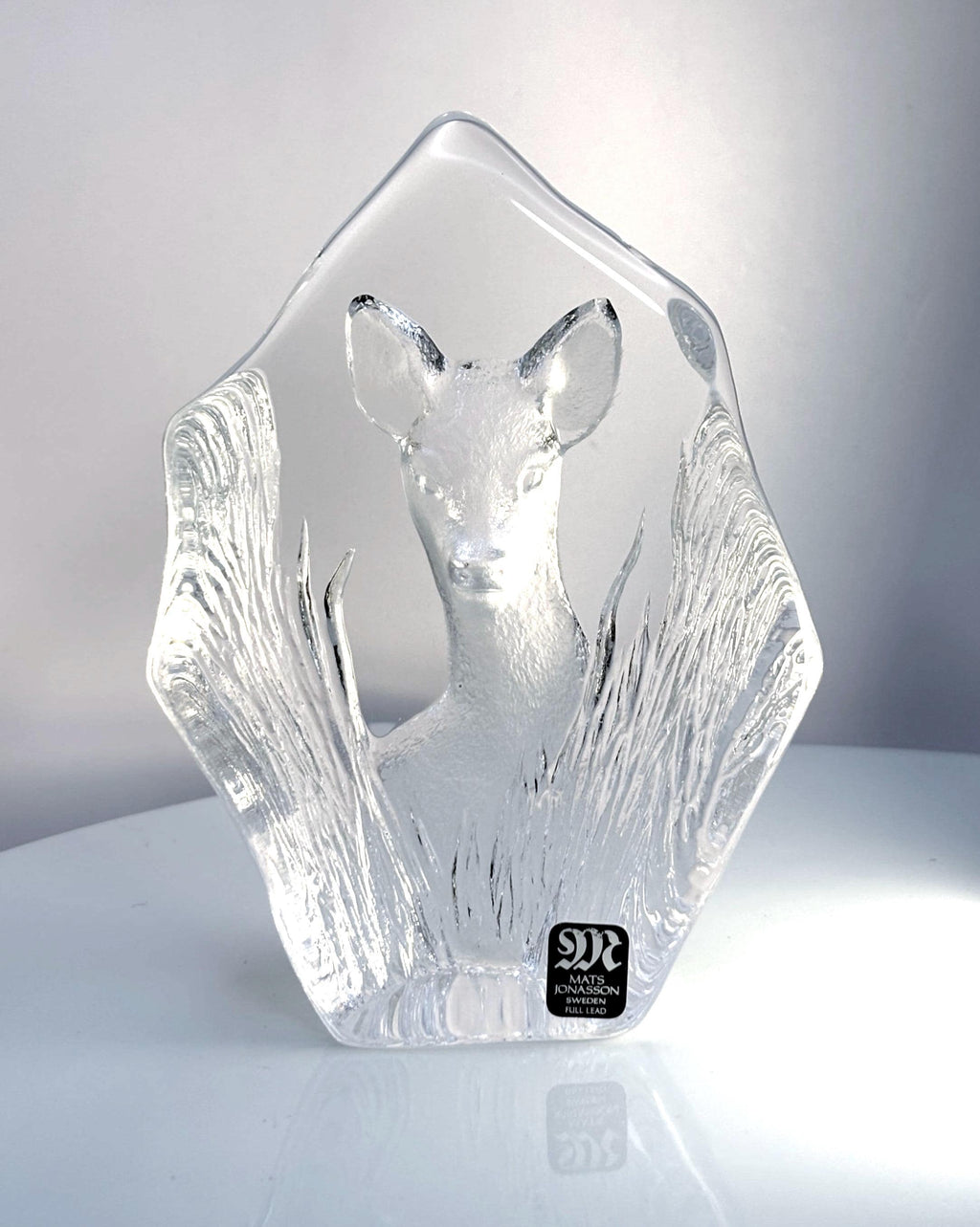 Mats Jonasson Crystal Deer Sculpture | Signed Swedish Art Glass Figurine