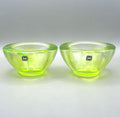 Vintage Hadeland Glassverk Lime Green Glass Candle Holders, Pair, Norway