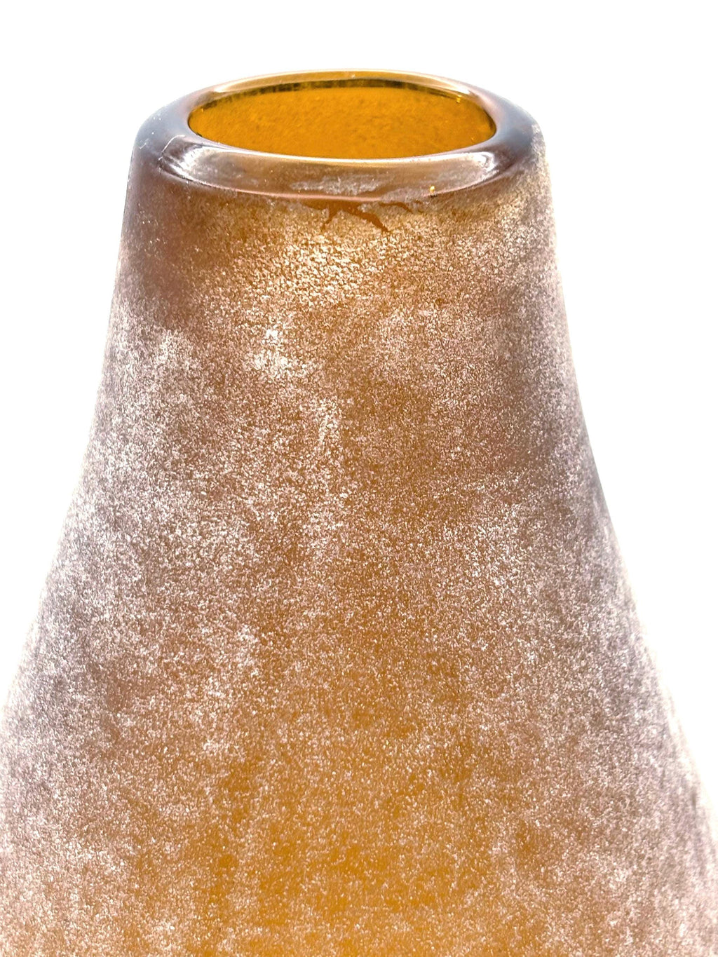Vintage Amber Frosted Art Glass Vase, Scandinavian | Mid-Century Design