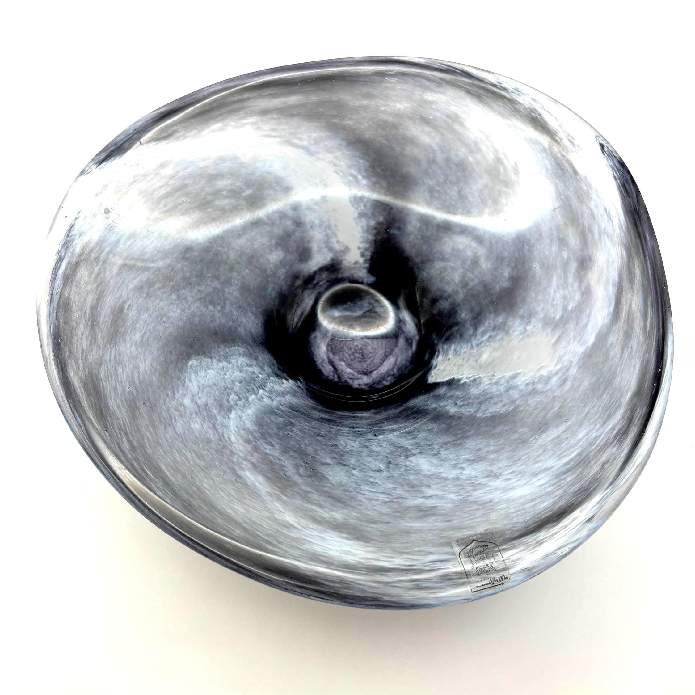 Vintage Johansson Malmö Glass Tazza Centerpiece Bowl, Signed Swedish Art Glass