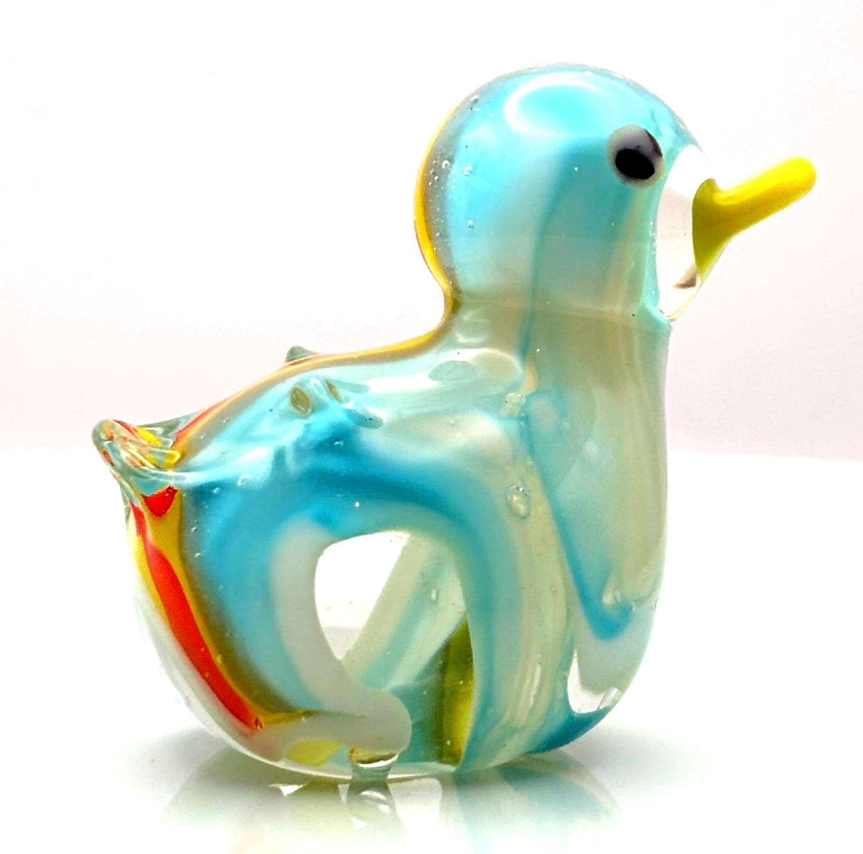Vintage Murano Hand Blown Glass Duck Figurine, Multicolor Italian Art Glass